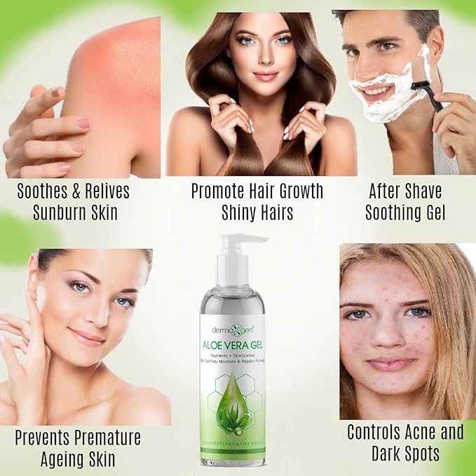 Aloe Vera Gel with Witch Hazel, Vitamin C, and Vitamin E - Skin Soothes, Moisture, and Repair Formula for Face and Body - Nutrient-Rich, Organic 100% Pure Aloe Vera - 12 FL OZ