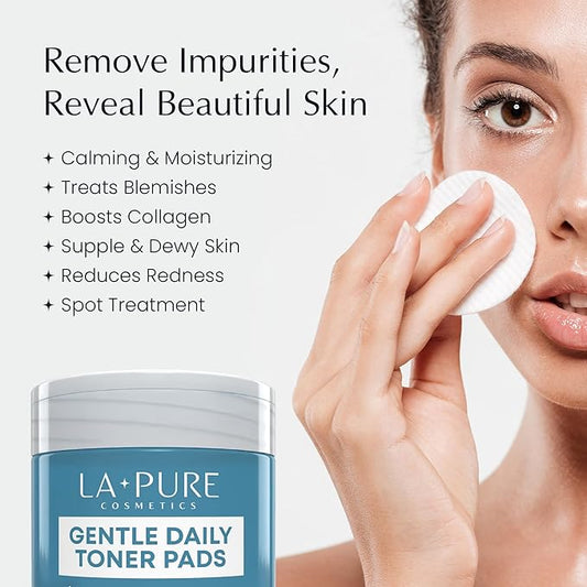 Korean Toner Pads With Witch Hazel - 100 Ct | Hydrating, Exfoliating Pads & Pore Care Korean Skincare - Gentle, Alcohol-Free, with Glycerin and Centella for Sensitive Skin by La Pure Cosmetics