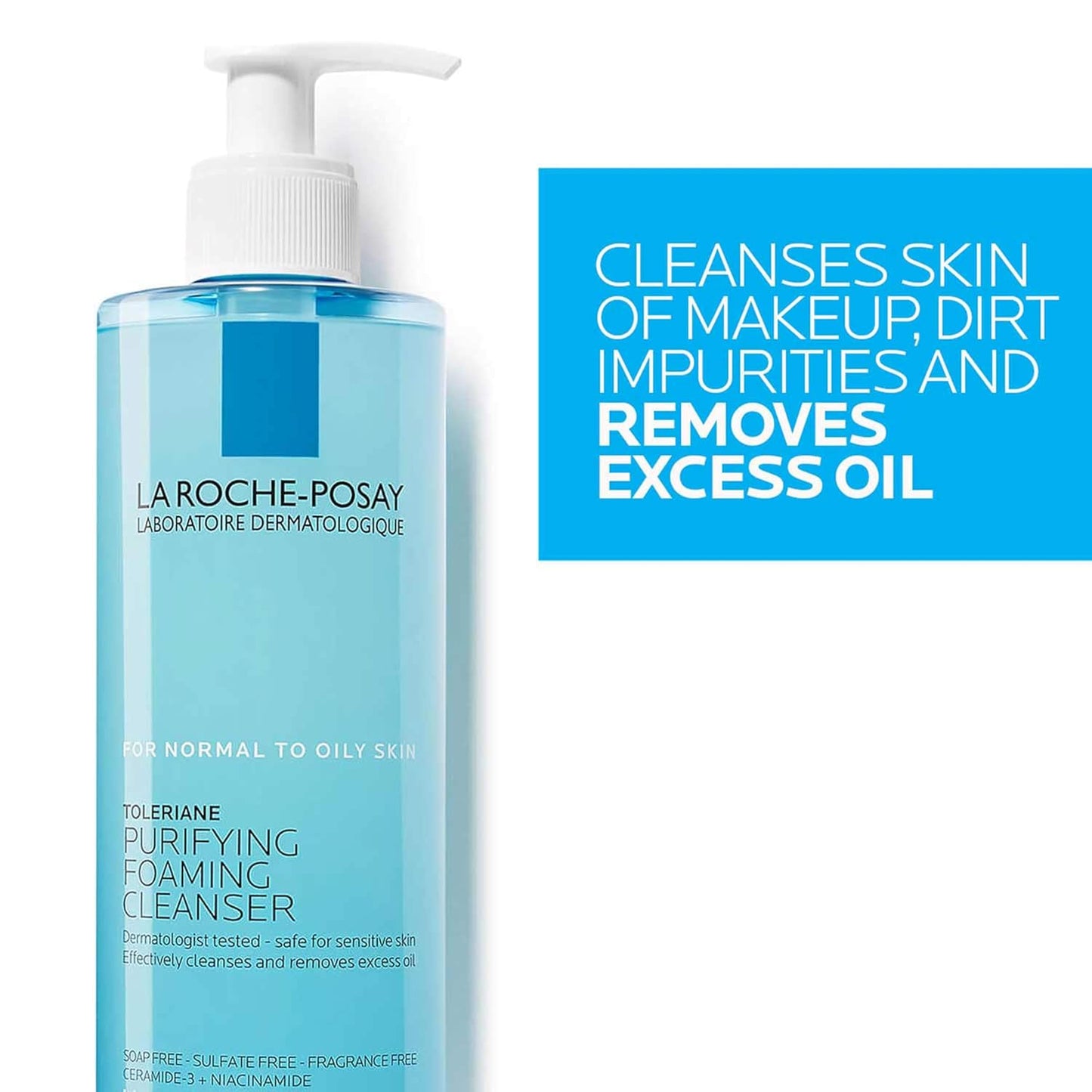 Toleriane Purifying Foaming Facial Cleanser – Oil-Free Face Wash with Niacinamide & Ceramides – Gentle Pore Cleanser for Sensitive Skin – Soap-Free, Non-Drying Formula for Women & Men