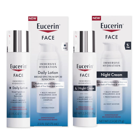 Hydrating Face Lotion & Night Cream Set – Daily SPF 30 Moisturizer + Hyaluronic Acid Night Cream for Anti-Aging, Fine Lines & Wrinkles, Korean Skincare Set (2 x 2.5 Oz)