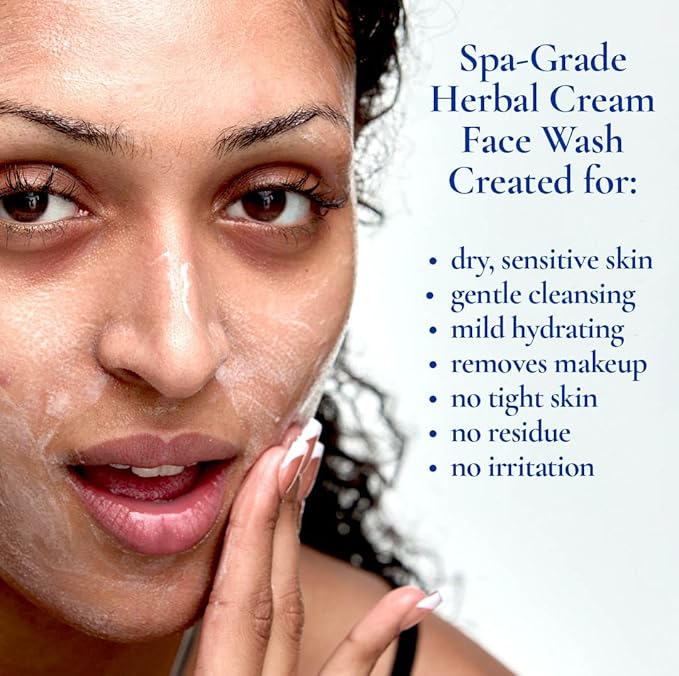 GUNILLA Herbal Face Wash - Very Gentle Daily Cream Cleanser for Dry, Normal, Sensitive Skin. Removes Dirt, Oil & Impurities. Plant-Based. Vegan. Natural. Concentrated 6.7 oz