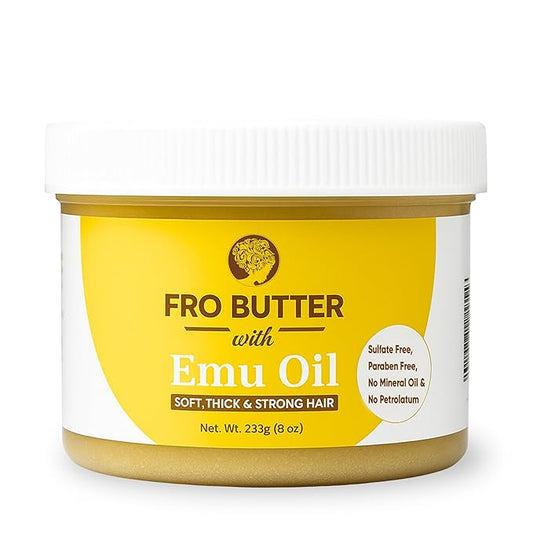 Emu Oil for Hair Growth | For Black Women | Natural Hair Butter | Deep Moisturizer for Dry, Brittle Hair | 8 oz