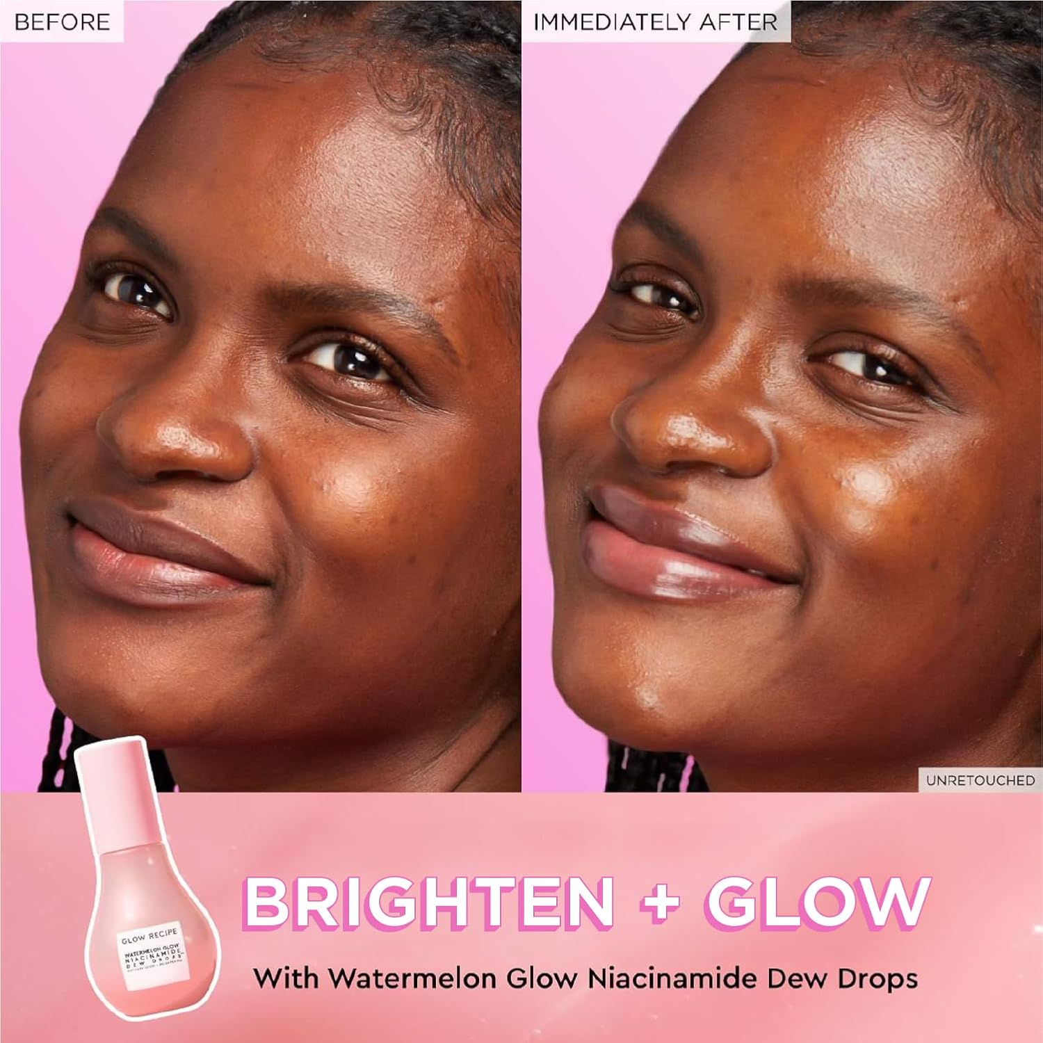 Watermelon Niacinamide Dew Drops - Brightening, Plumping Hydrating Face Serum, Makeup Primer + Liquid Highlighter with Hyaluronic Acid - Dewy & Glowing Korean Skin Care (40Ml)