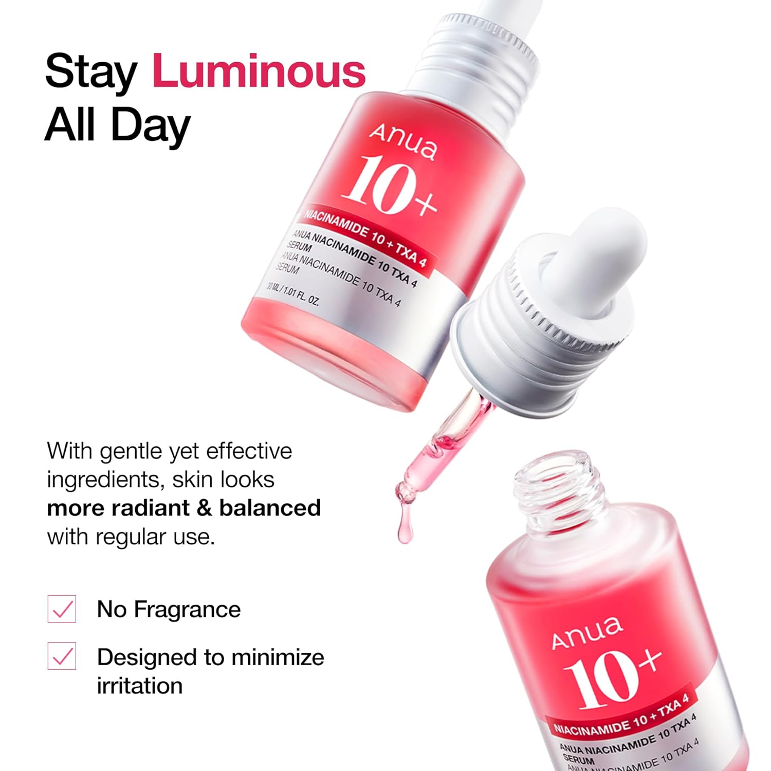 Niacinamide 10% + Tranexamic Acid 4% Serum with Hyaluronic Acid & Vitamin B12 – Brightening Korean Facial Serum for Glass Skin, Dullness, and Uneven Tone – 30ml Radiance Booster