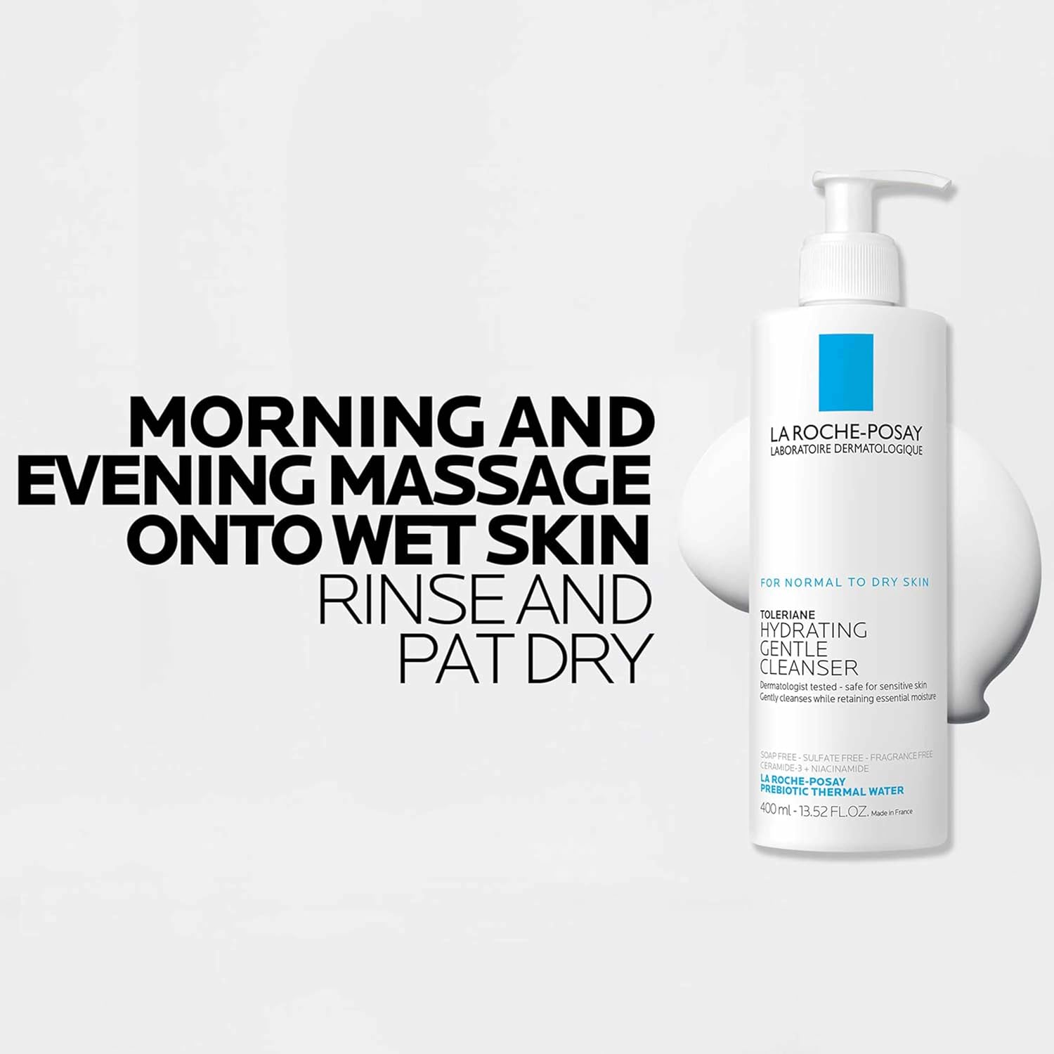 La Roche-Posay Toleriane Hydrating Gentle Face Cleanser – Daily Cream Cleanser with Niacinamide & Ceramides for Dry to Normal, Sensitive Skin