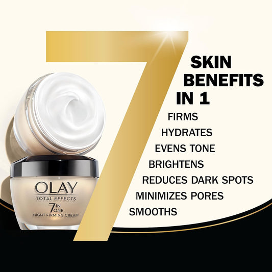 Olay Total Effects 7-in-1 Anti-Aging Night Cream – Firming & Hydrating Night Moisturizer for Women – Evens Tone, Smooths Texture, Reduces Fine Lines – Nighttime Skincare for Mature Skin – 1.7 oz