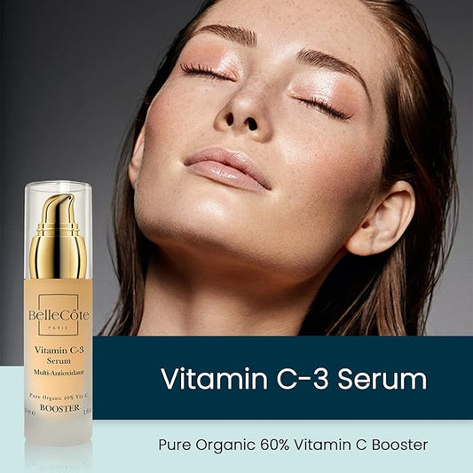 Organic Vitamin C3 Booster Serum - Natural Multi Antioxidant Concentrated Facial Serum, Reduce Wrinkles, Dark Spots & Protect From Sun Damages, UVA & UVB | Skin Care Face Serum for All Skin Types 30ml
