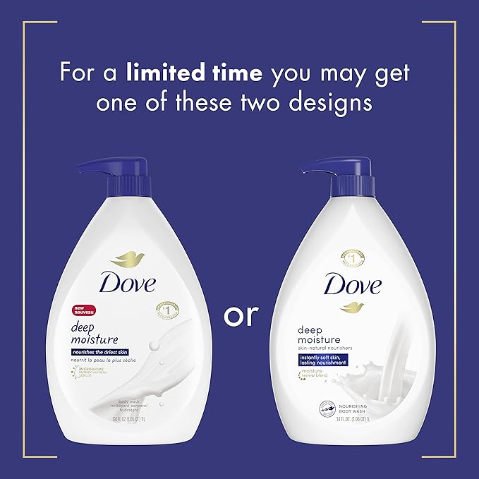 Dove Body Wash with Pump with Skin Natural Nourishers for Instantly Soft Skin and Lasting Nourishment Deep Moisture Cleanser That Effectively Washes Away Bacteria While Nourishing Your Skin 34 oz 3 Count