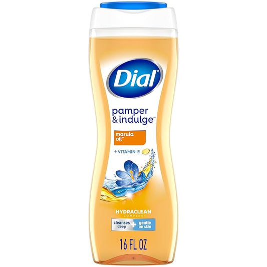 Dial Body Wash, Pamper & Indulge Marula Oil, 16 Fl Oz, (Pack of 4)