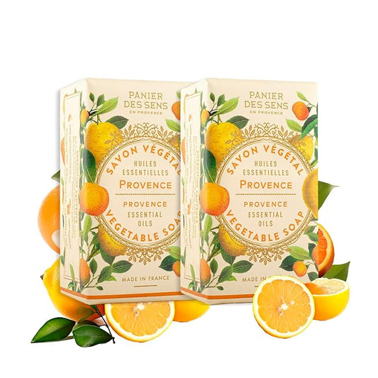 Panier des Sens - Provence Bar Soap - Moisturizing Gentle Scented Soap Bar - Natural Soap with Sweet Almond - 97% Natural Ingredients Made in France - Vegan Friendly - Body & Hand Soap Bars 2x5.3 oz
