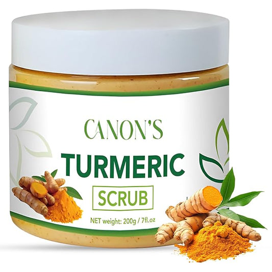 Turmeric Exfoliating Body Scrub for Dark Spots, Acne Scars & Skin Brightening – Natural Face & Body Scrub Exfoliator for Deep Cleansing Skin – Perfect for Women & Men 7 fl oz