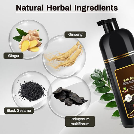 Dark Burdgundy Hair Dye Shampoo for Gray Hair Coverage 3 in 1 o Natural Herbal Hair Color for Women, Champu Con Tinte Para Canas (dark burgundy)