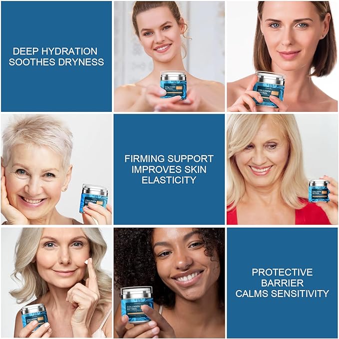 Collagen Retinol Hyaluronic Acid Cream, Anti-Aging Face Moisturizer for Face, Firming Skin Care Neck & Décolleté, Daily Moisturizer Face Cream Day & Night - 1.7 fl.oz.