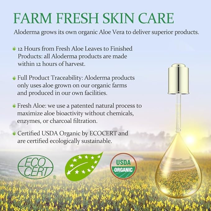 Aloderma Aloe Brightening Face Toner Made with Organic Aloe Vera Juice - Naturally formulated with Hyaluronic Acid & Niacinamide to Refine Skin Tone and Brighten Skin, Alcohol-Free, 4.2oz