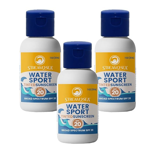 STREAM 2 SEA SPF 20 Tinted Sunscreen Biodegradable and Reef Safe, 1 Fl oz Travel Size Pack of 3, Paraben Free Non Greasy and Moisturizing Mineral Sunscreen For Face and Body Against UVA and UVB