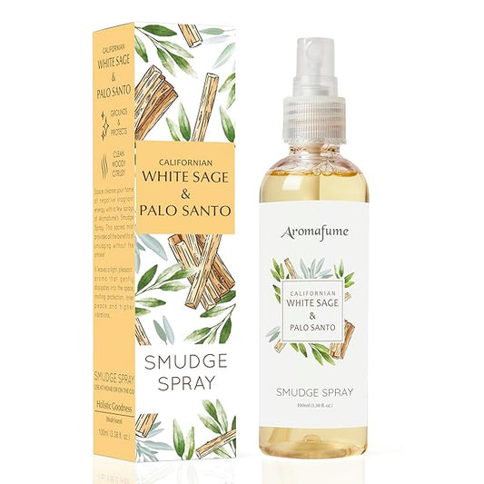 Aromafume White Sage & Palo Santo Smudge Spray 100ml/3.3 oz | Sage Spray for Cleansing Negative Energy & Protection | Non-Toxic | Room Spray for Spiritual Cleansing, Smokeless Sage Smudging