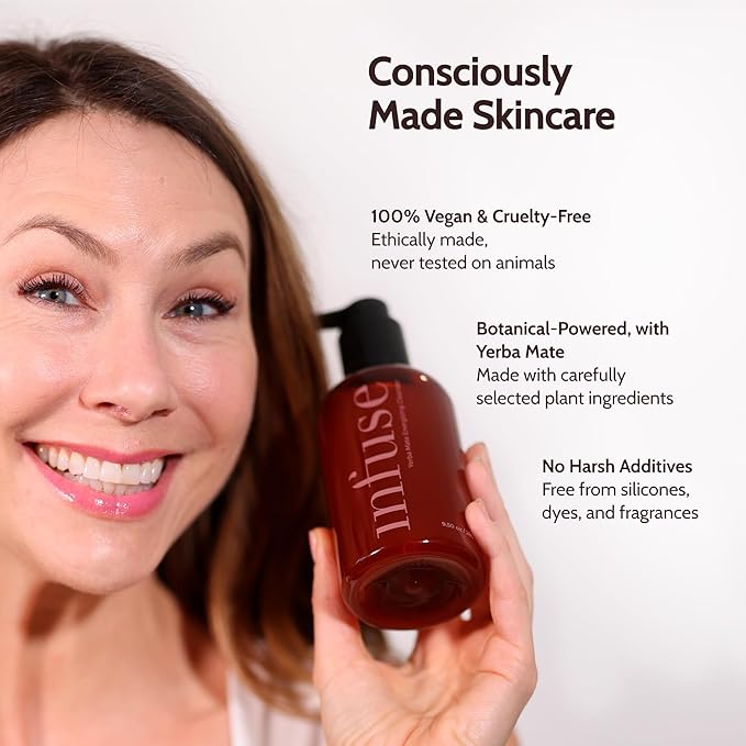 Infuse Hydrating Face Wash for Women – Antioxidant Gentle Face Cleanser Infused with Yerba Mate & Peptides – Unscented, Sensitive Skin Cleanser, 150ml