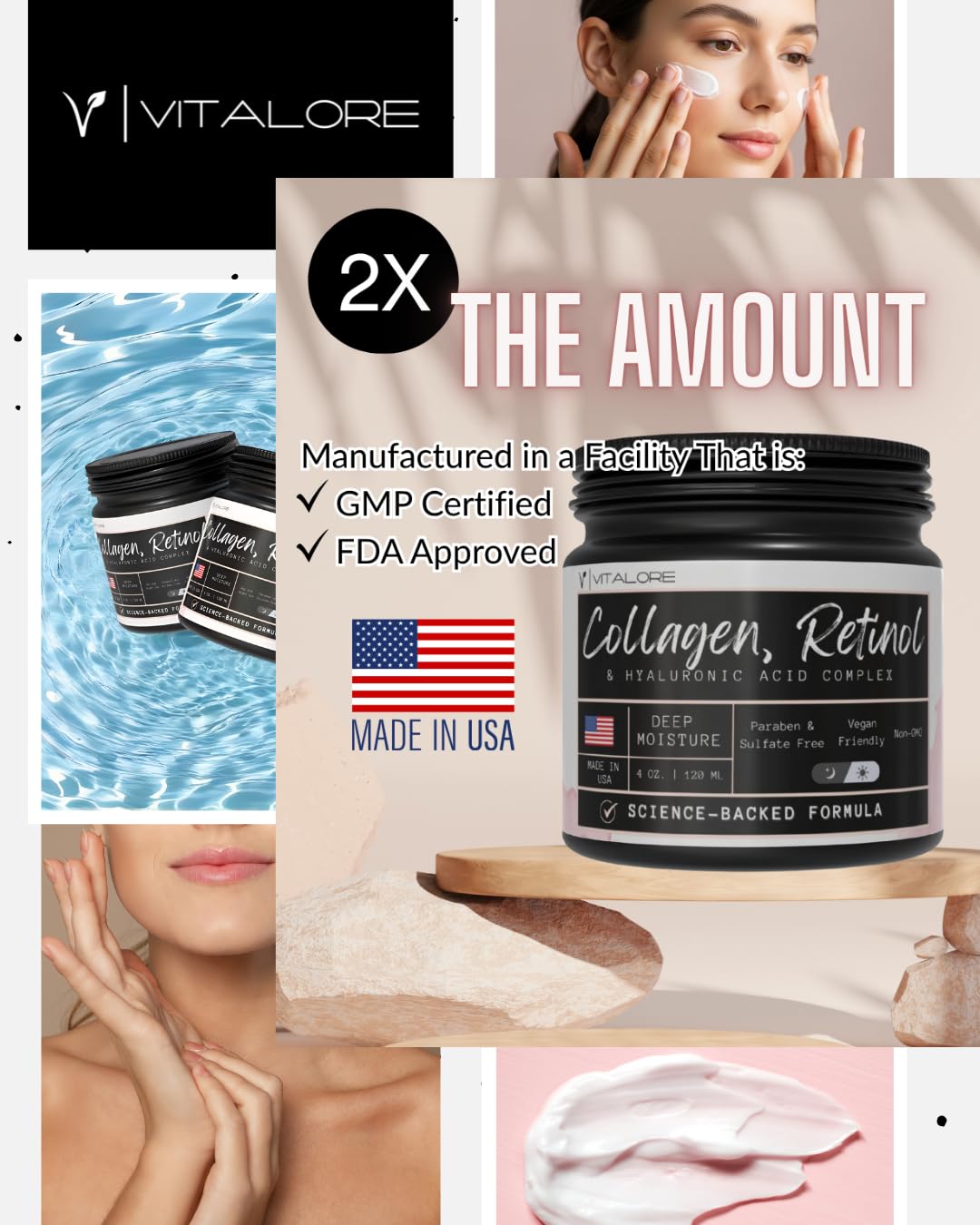 Collagen & Retinol Anti-Aging Face Cream with Hyaluronic Acid