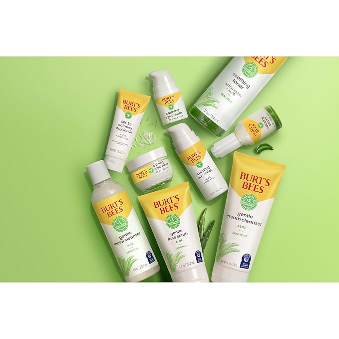 Burt's Bees Gentle Cream Cleanser with Aloe for Sensitive Skin, 98.9% Natural Origin, 6 Ounces