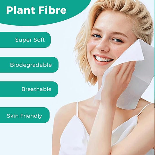 ONLYCARE Disposable Face Towel, Biodegradable Face Towels, 10" x 12" Super Thick Soft Facial Towels, 50Count&15Count Face Towelettes Disposable for Sensitive Skin, Makeup Remover Dry Wipes, 2 Pack