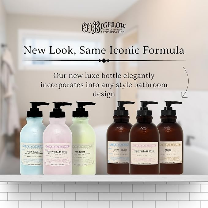 C.O. Bigelow West Village Rose Hand Wash, Iconic Collection Liquid Hand Soap with Shea Butter, Glycerin, Aloe Vera, 10.5 Fl Oz