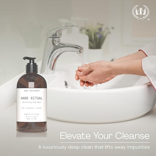 Muse Apothecary Hand Ritual - Aromatic and Nourishing Hand Soap, Infused with Natural Aromatherapy Essential Oils - USDA Certified Biobased - 16 oz, Fleur du Lavender, 2 Pack
