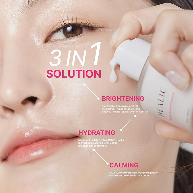 Toning Active Ampoule–Brightening, Hydrating&Soothing with Tranexamic Acid, Niacinamide&Hyaluronic Acid, Dark Spot Correction, Gentle for Sensitive Skin, Korean Skin Care, 50ml/1.69 fl.oz