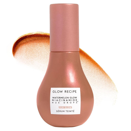 Tinted Bronzing Face Serum for Glowing Skin – Hydrating Makeup Primer & Pore Blurring Liquid Highlighter for Even Skin Tone (Sunglow, 40ml)