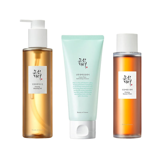 💧 Beauty of Joseon Cleansing & Moisture Trio – Ginseng Cleansing Oil, Green Plum Cleanser & Ginseng Essence Water (Korean Skincare Set)