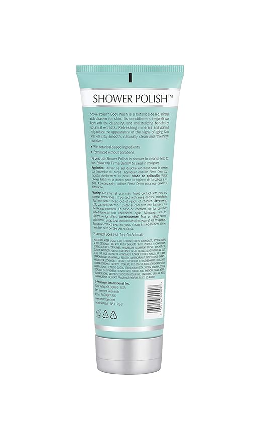 Pharmagel Shower Polish Cleanser | Natural Moisturizing and Exfoliating Body Wash | Suitable for all Skin Types - 8.5 fl oz