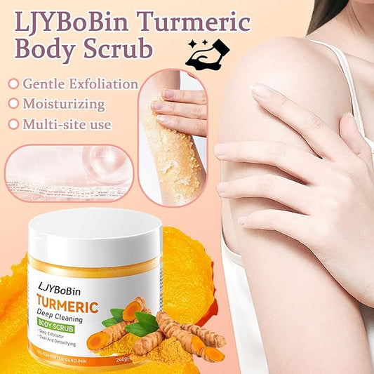 Turmeric Body Scrub,Deep Cleansing Handmade Exfoliating Body Scrub,Moisturizing Skin Turmeric Face Exfoliator for All Skin Types