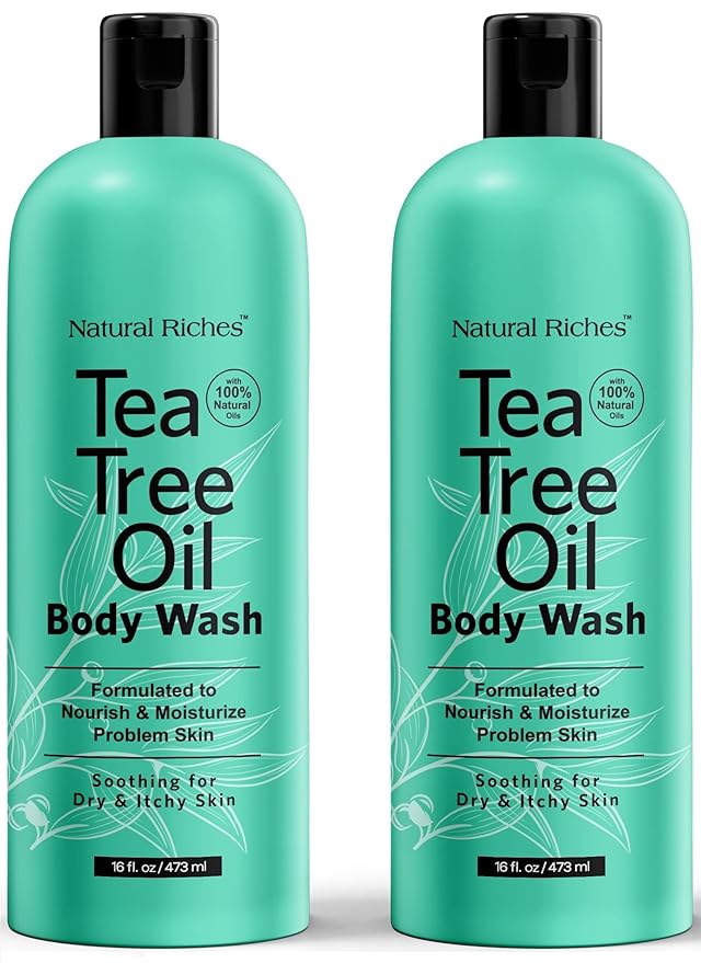Natural Riches Tea Tree Oil Body Wash, 2x16 fl oz - Soothing, Calming, and Hydrating for Normal, Combination, Sensitive, Oily, and Dry sensitive skin bodywash
