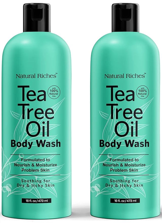 Natural Riches Tea Tree Oil Body Wash, 2x16 fl oz - Soothing, Calming, and Hydrating for Normal, Combination, Sensitive, Oily, and Dry sensitive skin bodywash