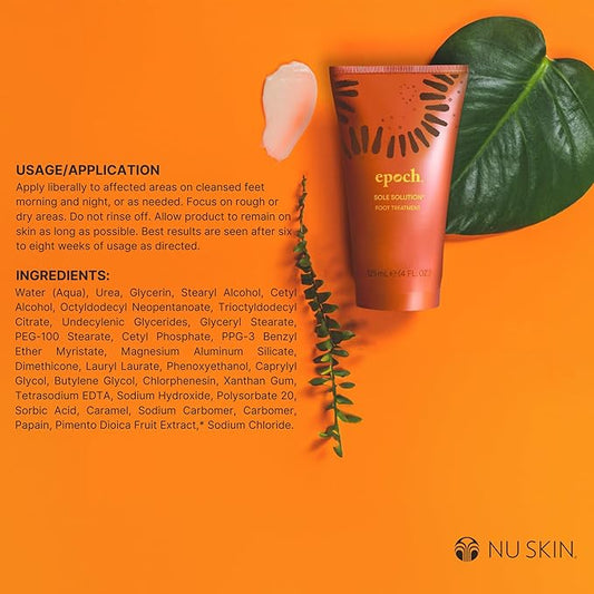 Nu Skin Epoch Sole Solution | Effective Foot Cream for Dry Cracked Heels and Feet | Foot Care with Urea Cream for Feet | Repair Foot Health | Moisturizer & Lotion for Clean Feet | 4 Fl Oz | 1 Pack