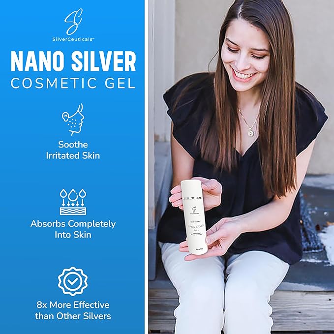 Cosmetic Gel with Nano Colloidal Silver - Promotes Natural Healing - Repair Cuts Scrapes Blemishes - Soothe & Hydrate - Skin Firming - Non-Greasy Water-Based Formula - No Harsh Chemicals - 3.4oz