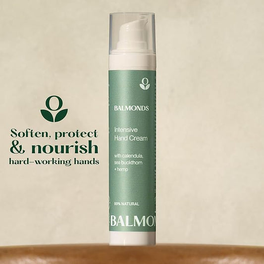 Balmonds - Intensive Hand Cream - 1.8oz. (50ml) - 100% Natural Hand Lotion For Dry Hands - Fragrance Free - Vegan & Cruelty Free - All Skin Types