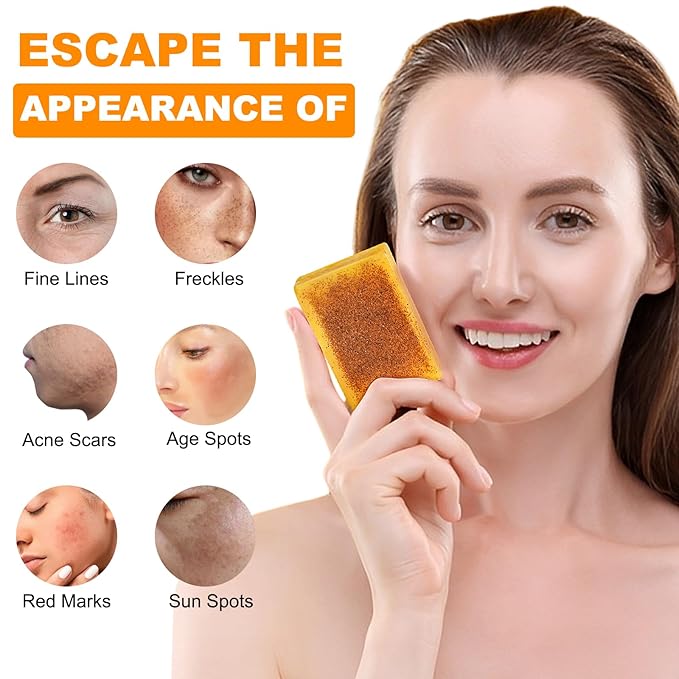 Lemon Turmeric Kojic Acid Soap - Organic Turmeric Dark Spot Remover Soap Bar for Face and Body - Kojic Acid Skin Care for All Skin Types, Deep Cleansing