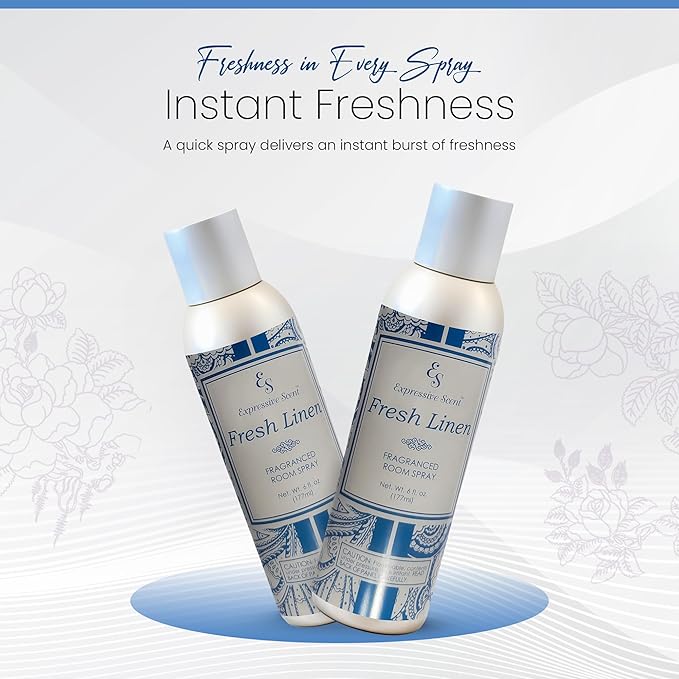 Expressive scents Aromatic Room Spray - Long Lasting fresh linen Air Freshener for Home & Office – Air Freshener for Bathroom & Small Spaces 6 FL Oz