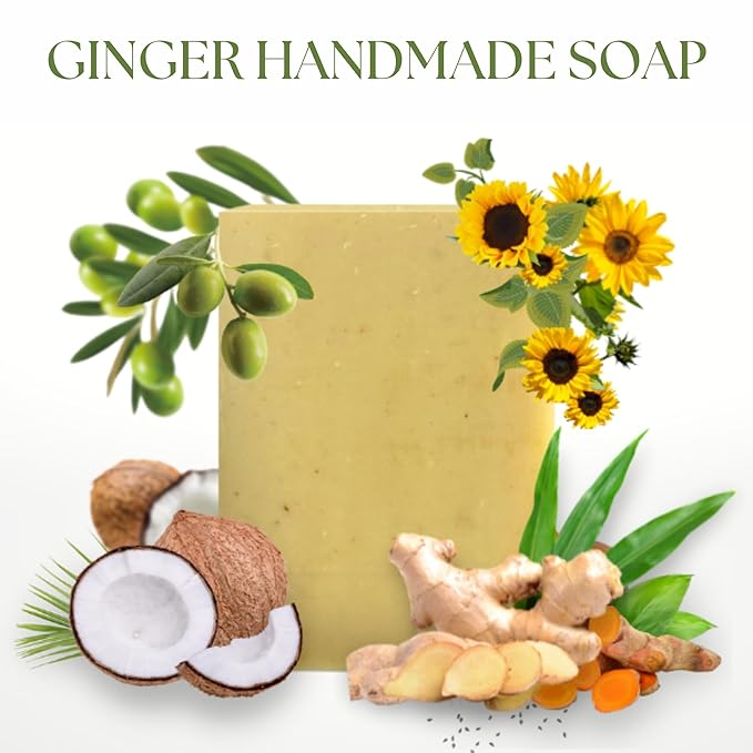Ginger Soap Lymphatic Drainage Pack 3 - Anti-Cellulite Skin Tightening - Natural Ingredients Detox Soaps for Deep Clean Shower, Detoxification, Rejuvenating