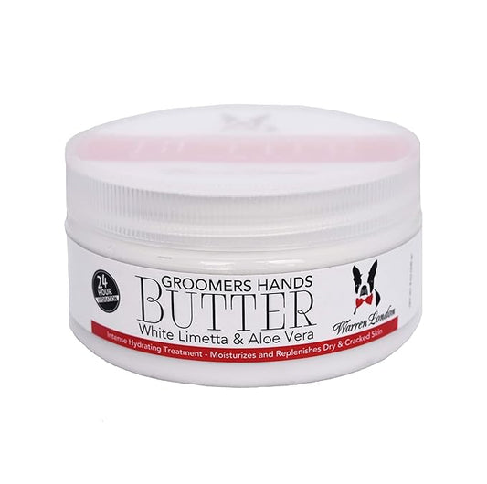Warren London Groomers Hand Butter – 8 oz Working-Hands Cream for Dry, Cracked Skin | Fast-Absorbing Aloe & Shea | White Limetta Scent | Non-Greasy Moisturizer Made in USA