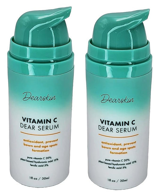 2 PACK Vitamin C Serum 20% - PURE L-ASCORBIC ACID, Ferulic Acid, Hyaluronic Acid Botanic, Vitamin E Organic Cruelty Free for Face and Neck Best Antioxidant, Treatment for Wrinkles, Men and Women