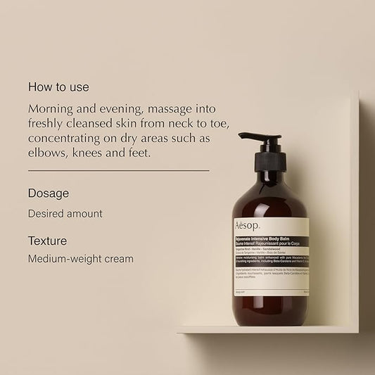 Aesop Rejuvenate Intensive Body Balm | Intensive Moisturising, Nourishing, Hydrating | Enhanced with Macadamia Nut and Sandalwood Oils | 16.9 oz / 500mL
