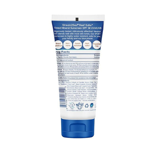 STREAM 2 SEA SPF 30 Tinted Sunscreen Biodegradable and Reef Safe, 1 Fl oz Pack of 3 Travel Size Paraben Free Non Greasy and Moisturizing Mineral Sunscreen For Face, Body Protection Against UVA and UVB