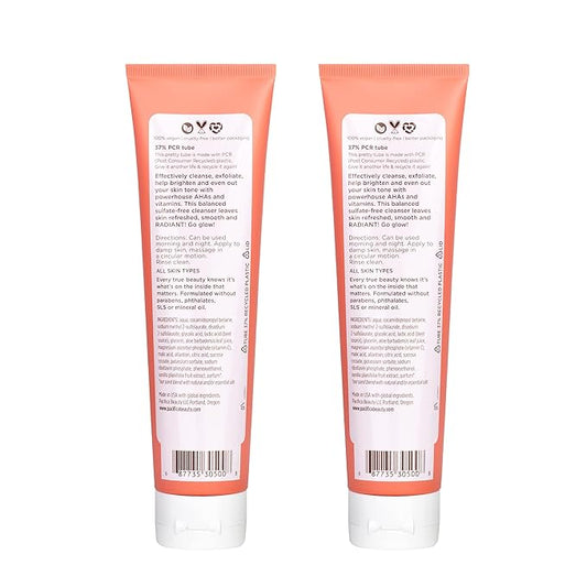 Pacifica Beauty Glow Baby Brightening Face Wash Set, Skincare, Face Cleanser, Exfoliator, AHA, Even Skin Tone, VItamin C, Vanilla, Sulfate and Paraben Free, Vegan, 5 fl oz Each (Set of 2)