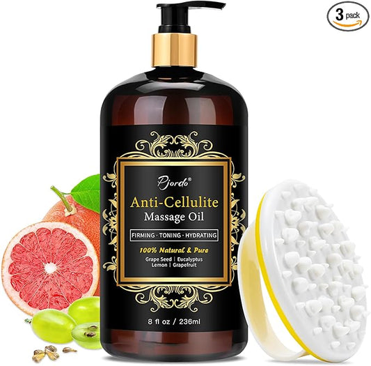 Anti Cellulite Massage Oil with Massager, Collagen and Stem Cell Skin Tightening Oil Natural Cellulite Remover Therapy Oil for Cellulite & Stretch Mark(Anti Cellulite Massage Oil Kit)