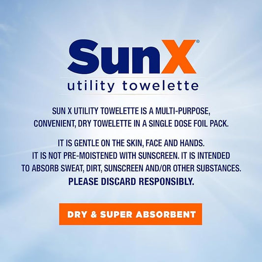 CoreTex Sun X 50 Broad Spectrum Sunscreen Packets & Dry Towels Duo Kit - Pack of 25 Paraben, Oxybenzone, Octinoxate, & Oil Free Sunscreen - No White Cast and Water & Sweat Resistant Up to 80 Minutes