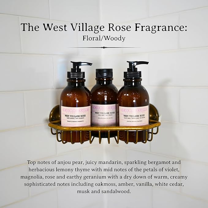 C.O. Bigelow West Village Rose Body Wash, Iconic Collection Moisturizing Body Wash with Coconut Oil & Aloe Vera, 10.5 Fl Oz