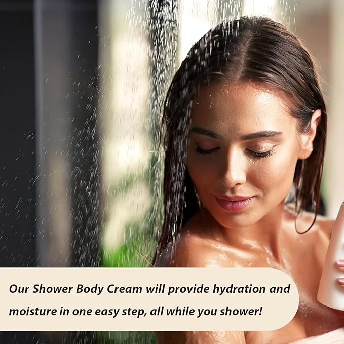 Natural Splash – Shower Body Cream – Natural Coconut Oil with Shea Butter, Collagen, Vitamin E and Aloe Vera - Moisturizing, Nourishing, and Soothing Skin Care.