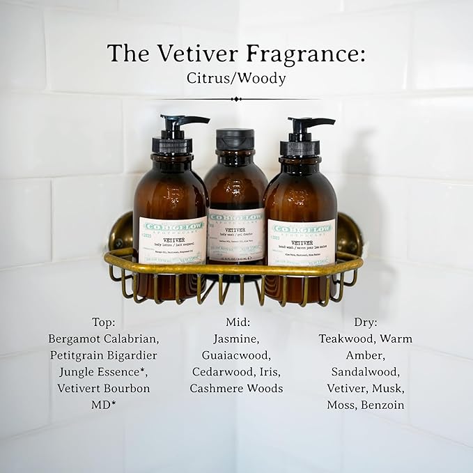 C.O. Bigelow Iconic Collection Vetiver Body Wash, Scented Shower Gel with Coconut Oil and Aloe Vera, 10.5 fl oz