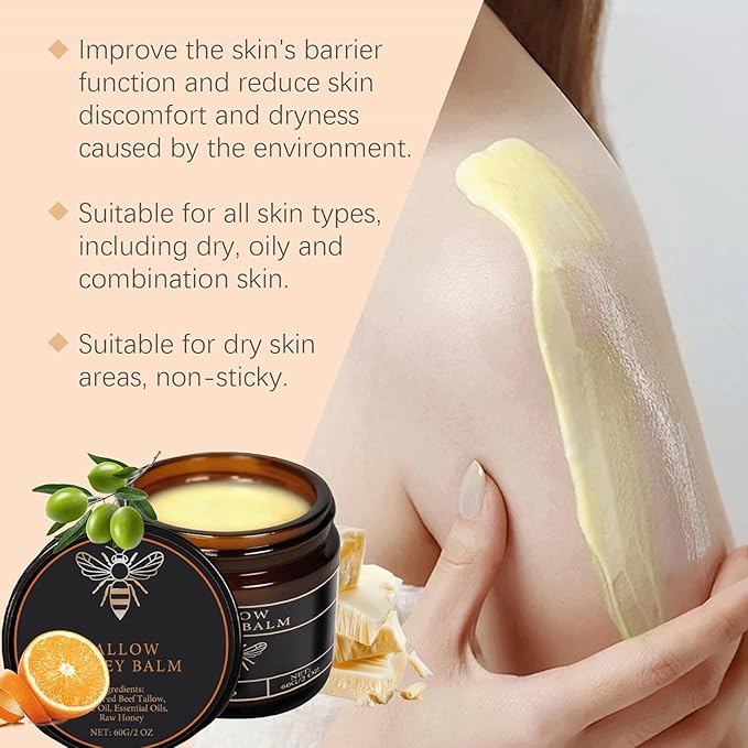 Maroomi Beef Tallow for Skin, Marroomi Tallow Honey Balm,Organic Grass tallow and honey balm for face and Body, Natural Soothing Moisturizing the Skin